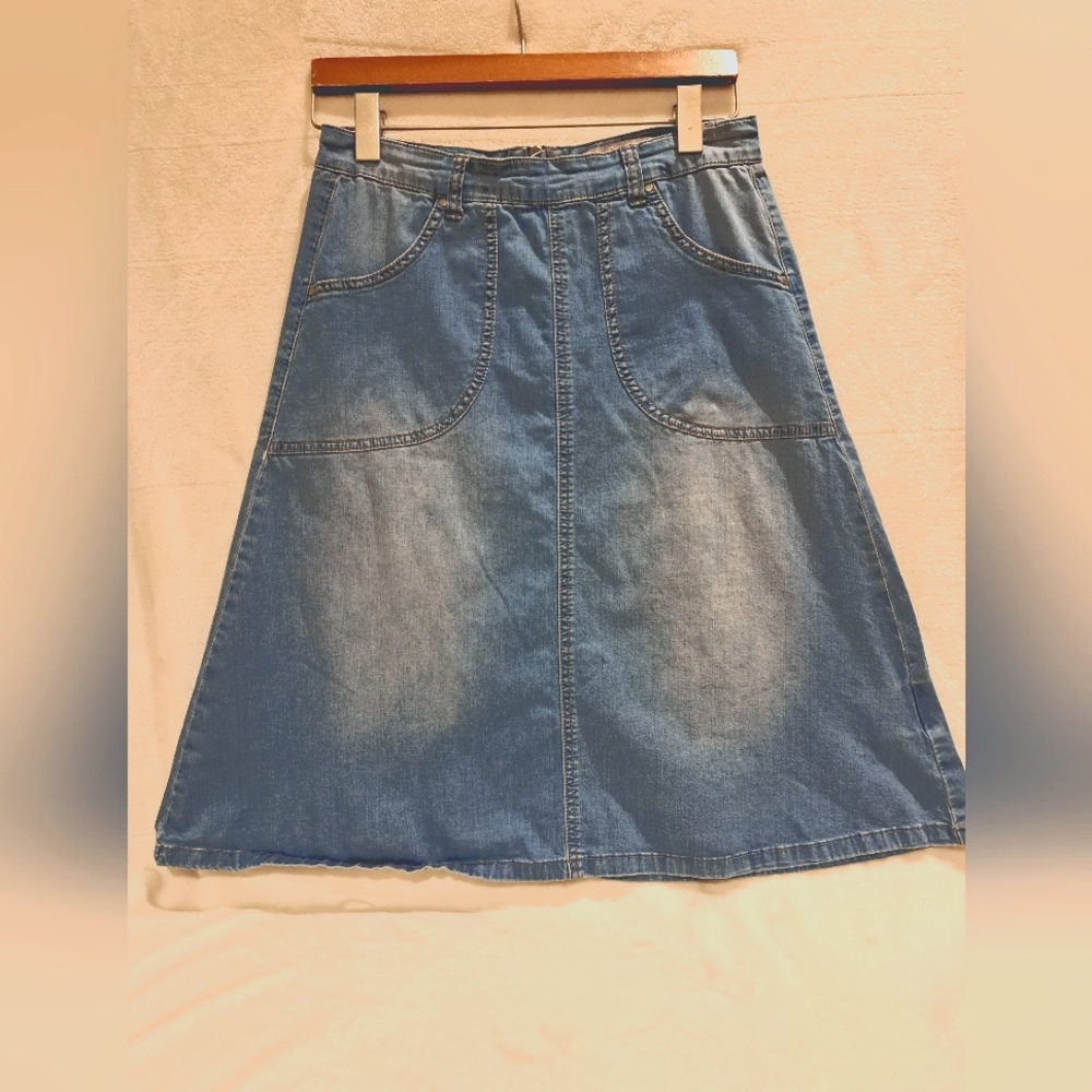 Midi A-line denim skirt